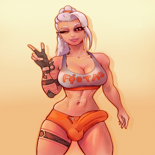 futanari gamer girl enjoying cum